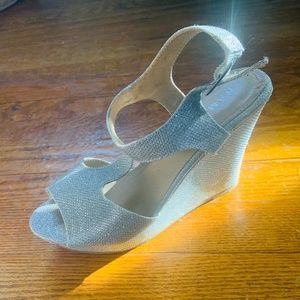 Rampage Silver Glitter Wedge Heel